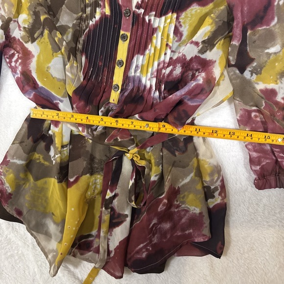 Nicole Miller 3/4 Sleeve Watercolor Blouse Flowy Medium - Picture 11 of 15